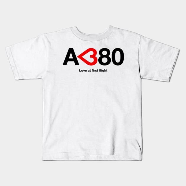 Airbus A380 - Love at First Flight Kids T-Shirt by SteveHClark